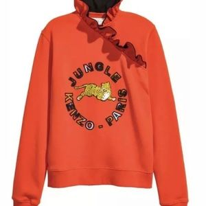 Kenzo x H&M Sweatshirt Orange Ruffle Collar Small